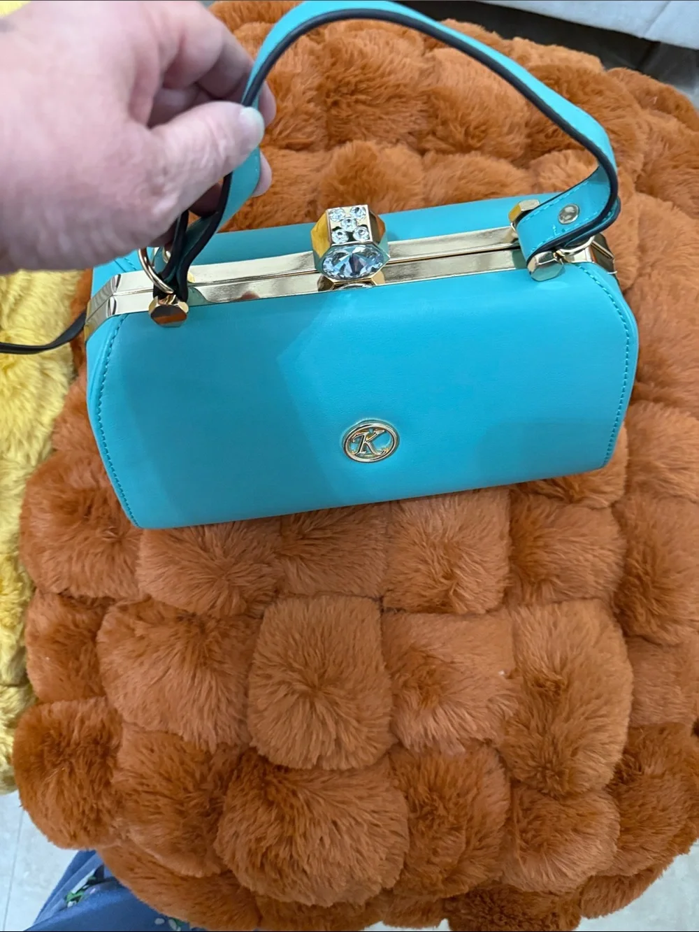 -Logo Teal Top-Handle Women's Bag Vintage